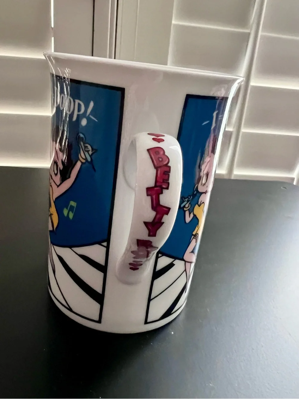 Betty Boop Blue Ceramic Mug with Yellow Accents